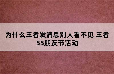 为什么王者发消息别人看不见 王者55朋友节活动